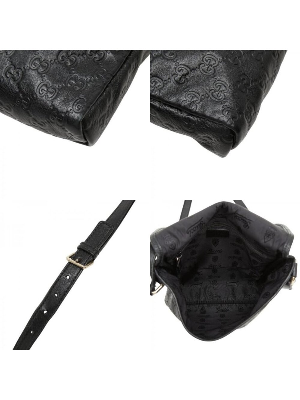 Gucci Guccissima Crossbody Shoulder Bag Black Leather - Picture 9 of 10